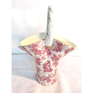 Easter Formalities Ceramic BASKET Flower Vase Red CHINZ GOLD Romantic Victorian